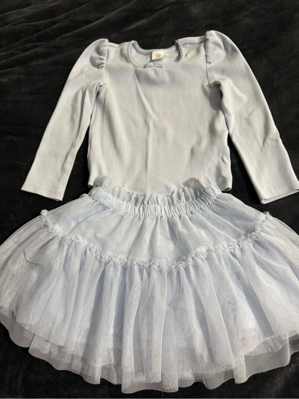 Baby Gap Girls Blue Puff Sleeve Top & Tulle Skirt Set